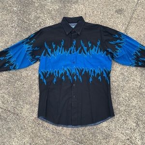 Vintage Brooks and Dunn blue flame western shirt.